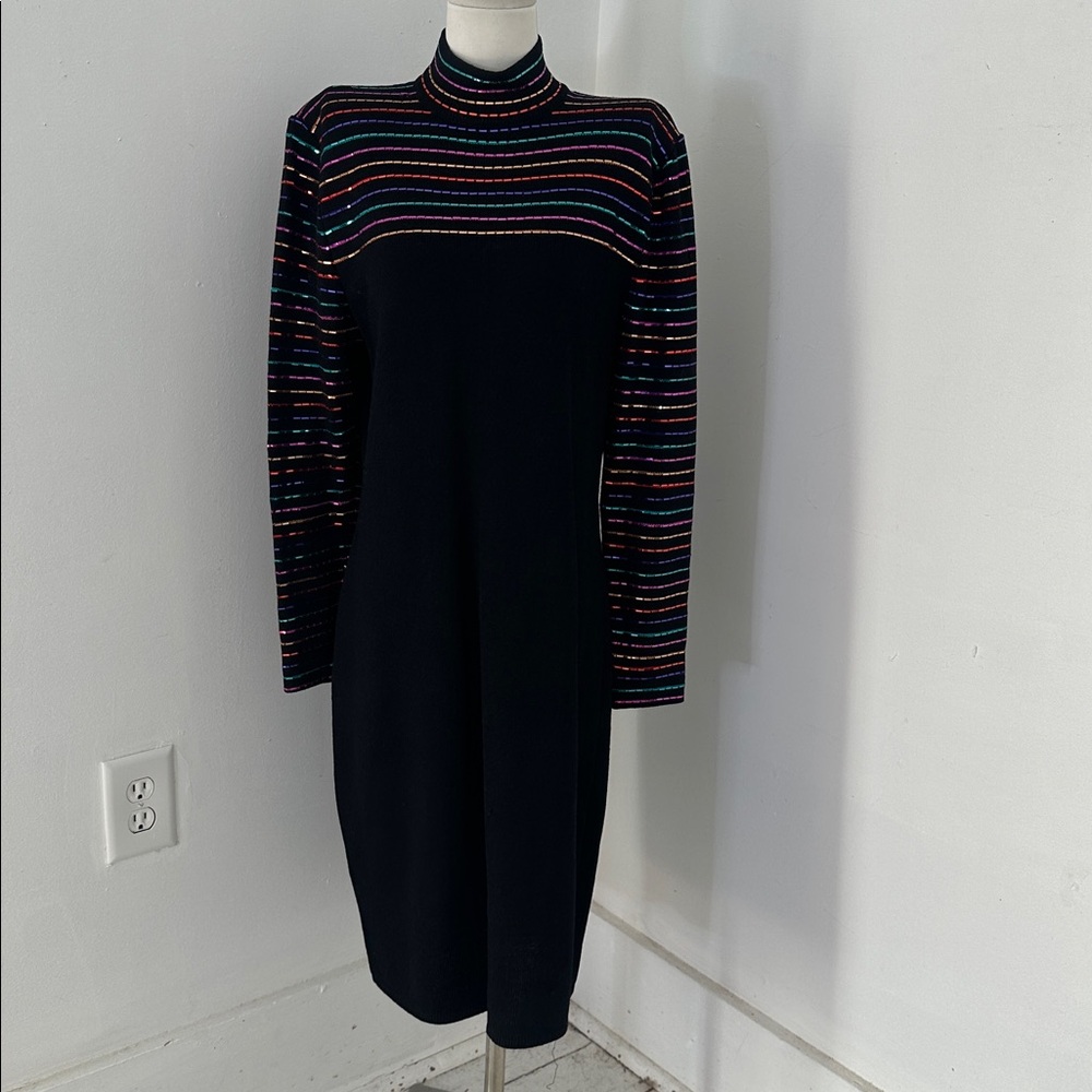 St.John Santana Knit Paillette Sweater MIDI Dress